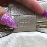 Gucci Bamboo Top Handle Tote Gold Pebbled Leather Medium Crossbody Bag