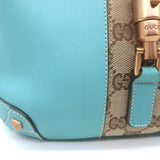Gucci Nailhead Jackie Mini Hobo Bag Blue Leather & GG Canvas