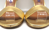 Ralph Lauren Collection Sandals Gold Metallic Leather Size 37.5 Ankle Strap Heel