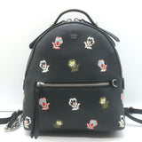 Fendi Zaino By The Way Floral-Embroidered Mini Backpack Black Grained Leather