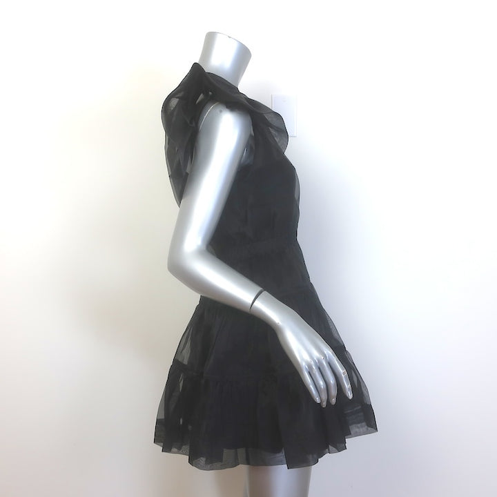 Jonathan Simkhai Monique Ruffled Organza Mini Dress Black Size 2