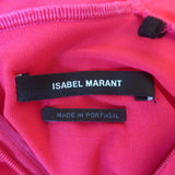 Isabel Marant Jalford Ruched Turtleneck Blouse Neon Pink Stretch Jersey Size 34