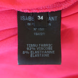 Isabel Marant Jalford Ruched Turtleneck Blouse Neon Pink Stretch Jersey Size 34