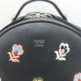 Fendi Zaino By The Way Floral-Embroidered Mini Backpack Black Grained Leather