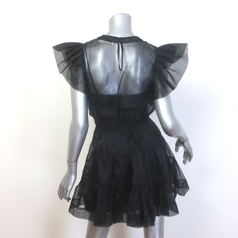 Jonathan Simkhai Monique Ruffled Organza Mini Dress Black Size 2