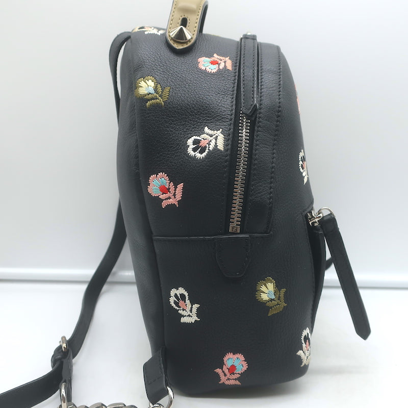 fendi mini backpack black Fendi By The Way Embroidered Leather Mini Backpack