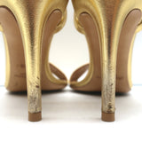 Ralph Lauren Collection Sandals Gold Metallic Leather Size 37.5 Ankle Strap Heel