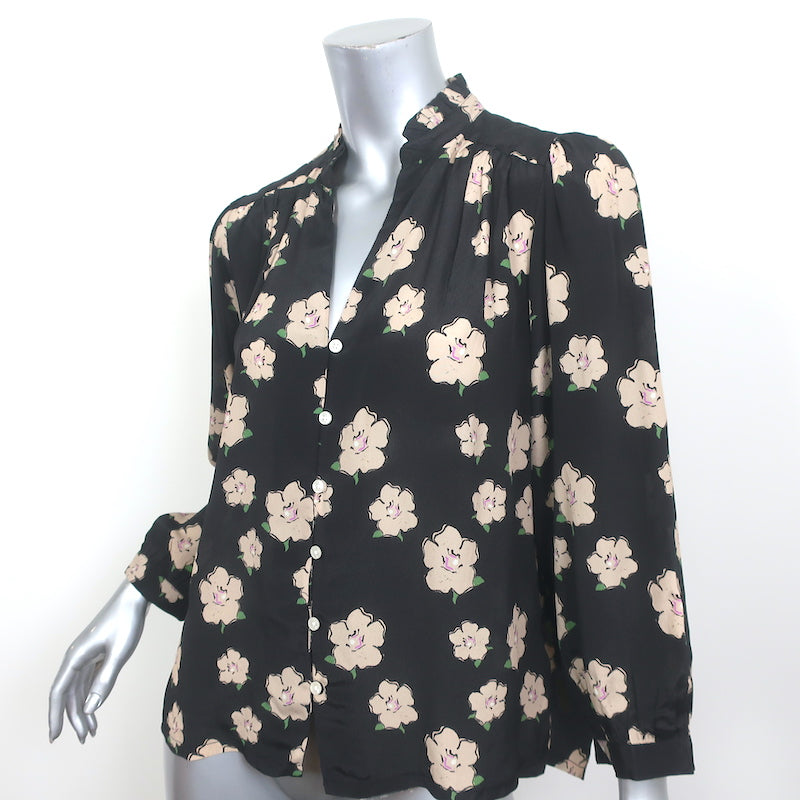 Trovata Birds of Paradis Quincy Blouse Black Gardenia Print Size Extra Small