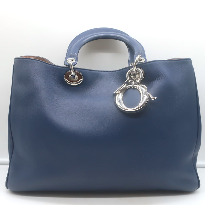 Christian Dior Diorissimo Large Tote Navy Leather Crossbody