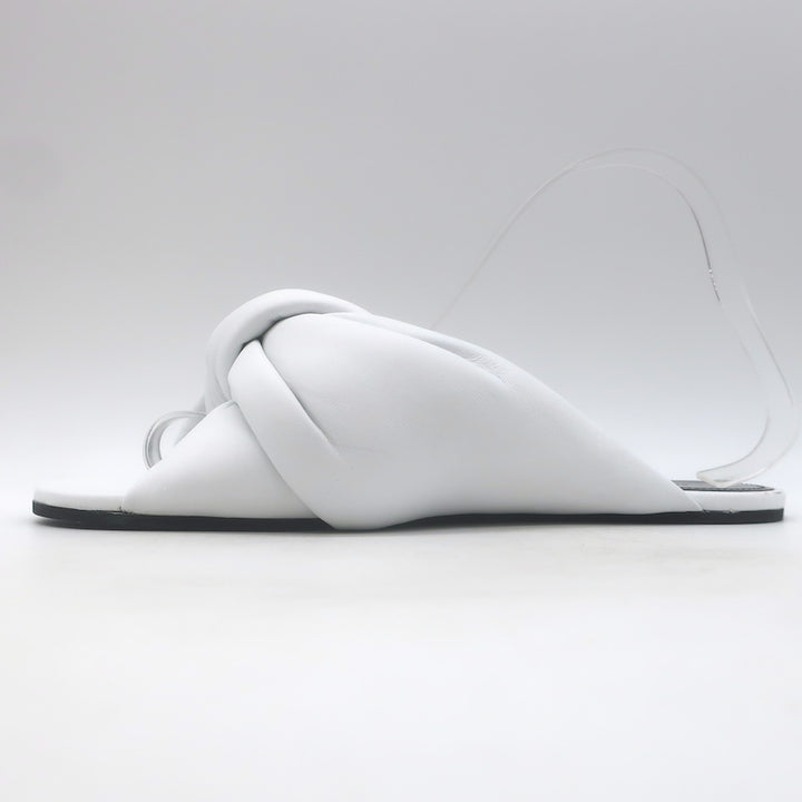 Balenciaga Drapy Knotted Slide Sandals White Leather Size 39