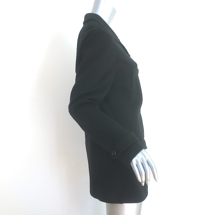 Sui Anna Sui Double Breasted Jacket Black Stretch Wool Size 42