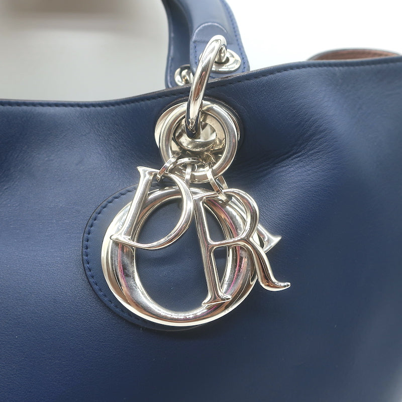 Christian Dior Diorissimo Large Tote Navy Leather Crossbody