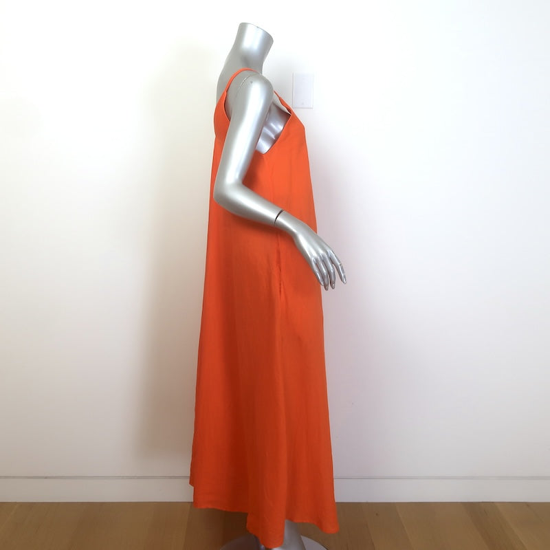 COS Pleated Linen Maxi Dress Orange Size 6