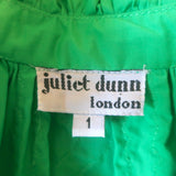 Juliet Dunn Tie-Waist Blouson Mini Dress Green Cotton Poplin Size 1