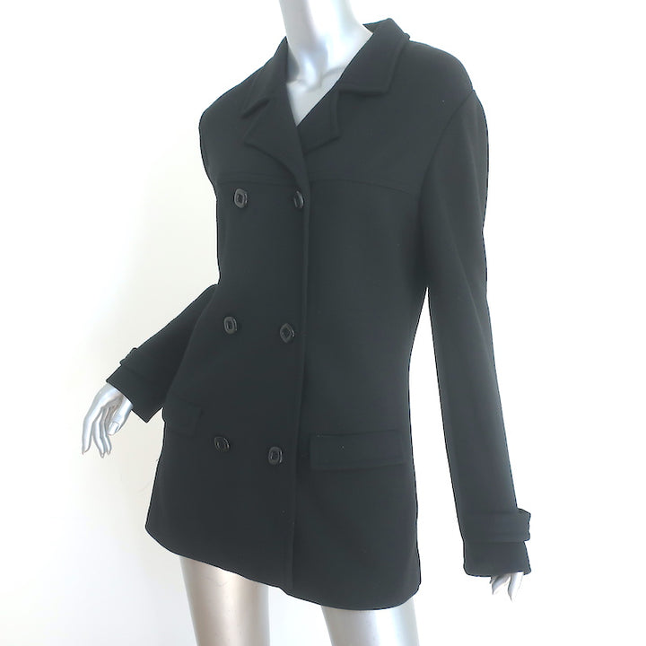 Sui Anna Sui Double Breasted Jacket Black Stretch Wool Size 42