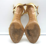 Ralph Lauren Collection Sandals Gold Metallic Leather Size 37.5 Ankle Strap Heel