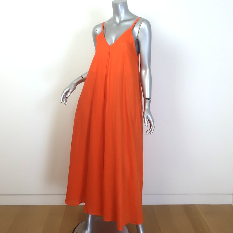 COS Pleated Linen Maxi Dress Orange Size 6