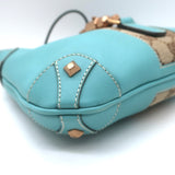 Gucci Nailhead Jackie Mini Hobo Bag Blue Leather & GG Canvas
