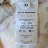 Paco Rabanne Tapestry Gathered U-Ring Cropped T-Shirt Ivory/Red Cotton Size 36