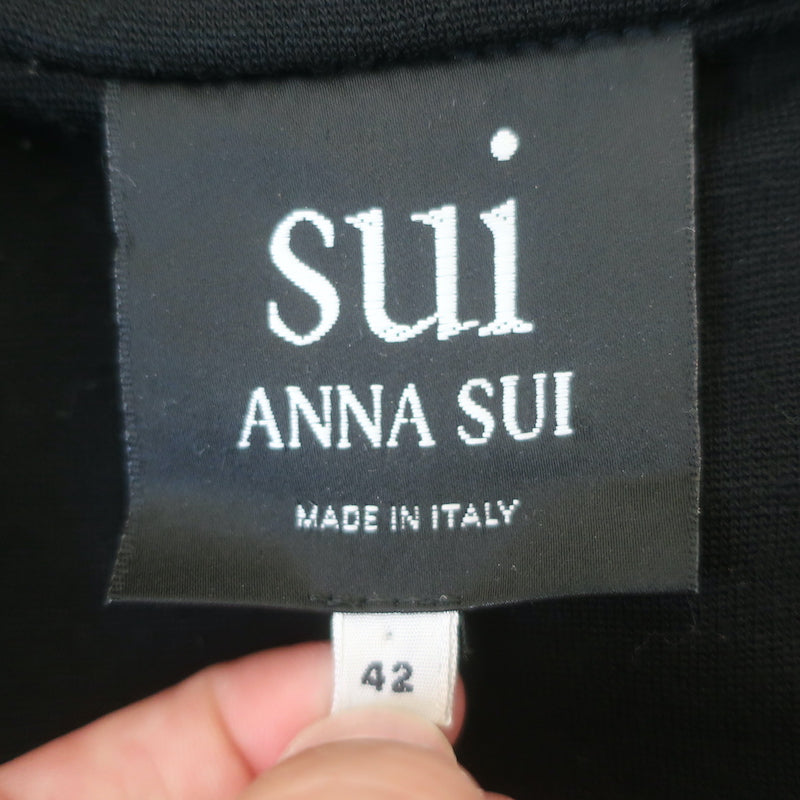 Sui Anna Sui Double Breasted Jacket Black Stretch Wool Size 42