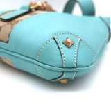 Gucci Nailhead Jackie Mini Hobo Bag Blue Leather & GG Canvas