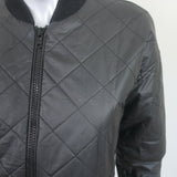 Elizabeth and James Quilted Bomber Jacket Lena Black Coated Cotton Size Small