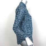 Trovata Birds of Paradis Ruffle Trim Shirt Blue Floral Print Size Small