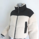 Shoreditch Ski Club Maya Shearling Puffer Jacket Cream/Black Size Small