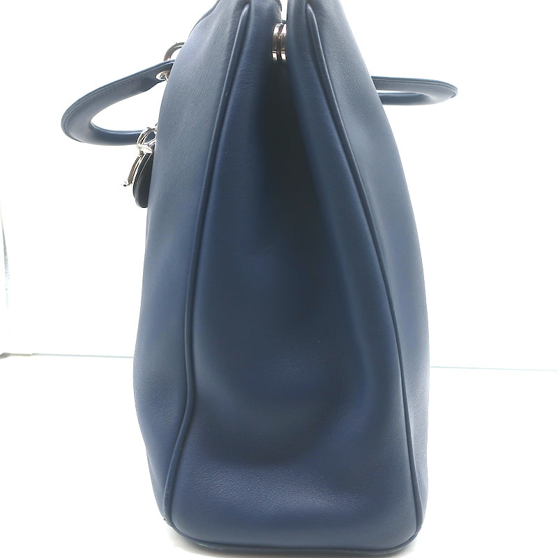 Christian Dior Diorissimo Large Tote Navy Leather Crossbody
