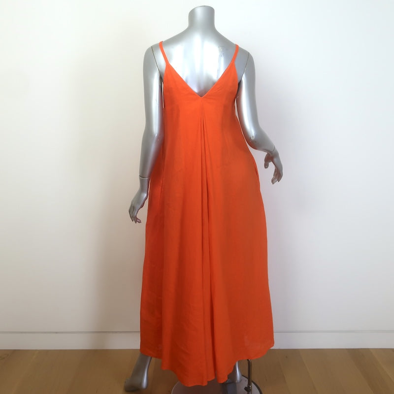 COS Pleated Linen Maxi Dress Orange Size 6