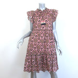 Figue Tassel-Tie Flutter Sleeve Dress Pink Printed Cotton Size Extra Small