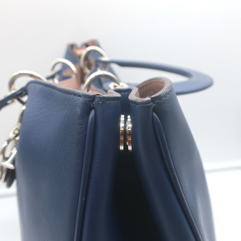 Christian Dior Diorissimo Large Tote Navy Leather Crossbody