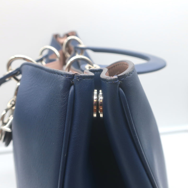 Christian Dior Diorissimo Large Tote Navy Leather Crossbody