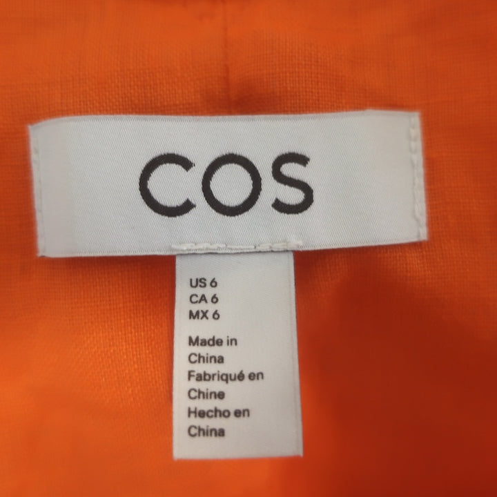 COS Pleated Linen Maxi Dress Orange Size 6