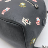Fendi Zaino By The Way Floral-Embroidered Mini Backpack Black Grained Leather