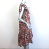 Figue Tassel-Tie Flutter Sleeve Dress Pink Printed Cotton Size Extra Small