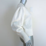 Cinq a Sept Dara Crystal-Embellished Sweater Ivory Wool-Blend Size Medium
