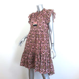 Figue Tassel-Tie Flutter Sleeve Dress Pink Printed Cotton Size Extra Small