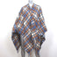 Doen Ember Plaid Fringed Wrap Blue/Tan Wool-Cashmere Size Small