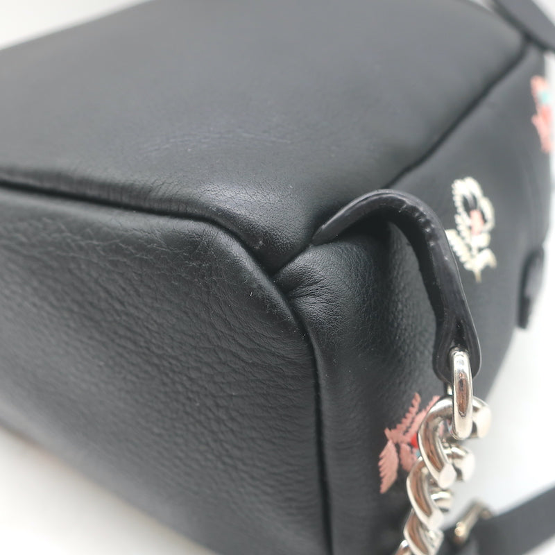 Fendi Zaino By The Way Floral-Embroidered Mini Backpack Black Grained Leather
