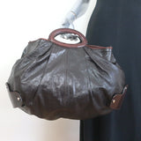 Marni Balloon Bag Dark Brown Leather & Patent Large Crossbody