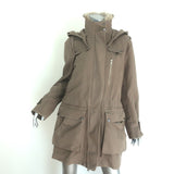 A.L.C. Coyote Fur-Trimmed Hooded Parka Khaki Cotton Size Small