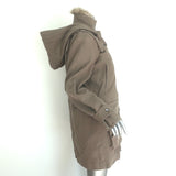 A.L.C. Coyote Fur-Trimmed Hooded Parka Khaki Cotton Size Small