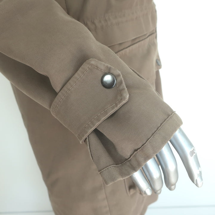 A.L.C. Coyote Fur-Trimmed Hooded Parka Khaki Cotton Size Small