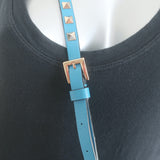 Valentino Rockstud Camera Bag Blue Leather Small Crossbody