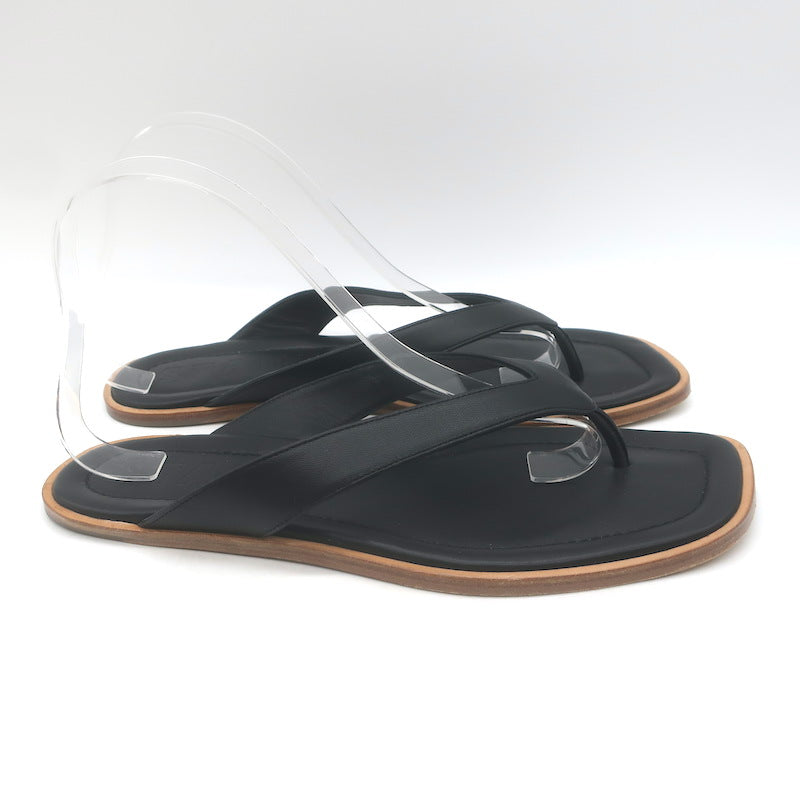 STAUD Dante Thong Sandals Black Leather Size 40