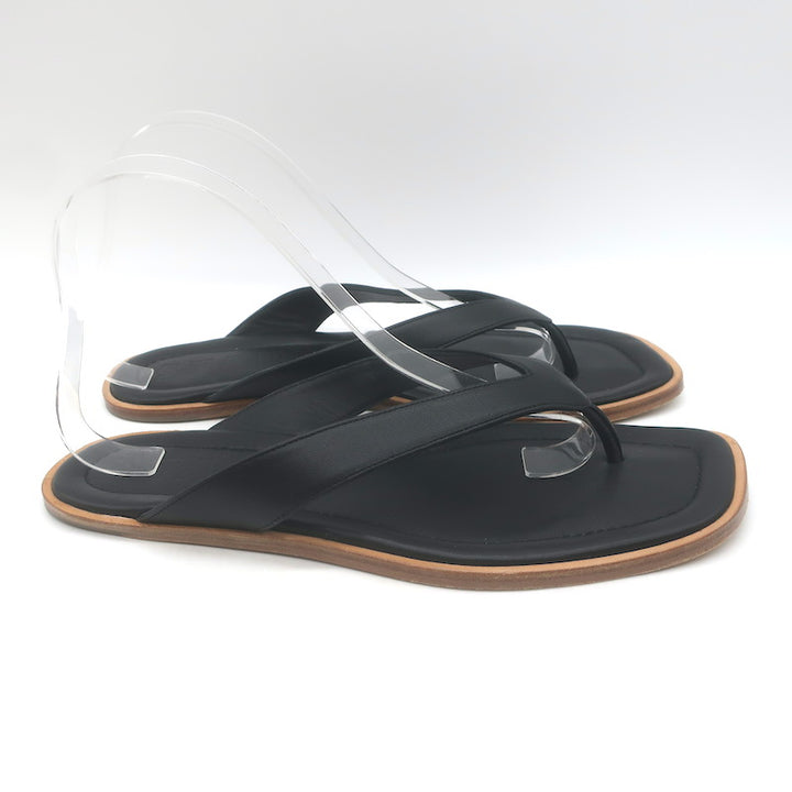 STAUD Dante Thong Sandals Black Leather Size 40