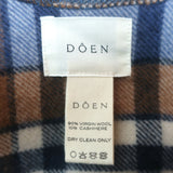 Doen Ember Plaid Fringed Wrap Blue/Tan Wool-Cashmere Size Small