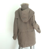 A.L.C. Coyote Fur-Trimmed Hooded Parka Khaki Cotton Size Small