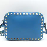 Valentino Rockstud Camera Bag Blue Leather Small Crossbody